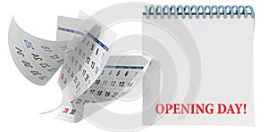 opening day wie are open calendar - 3d rendering