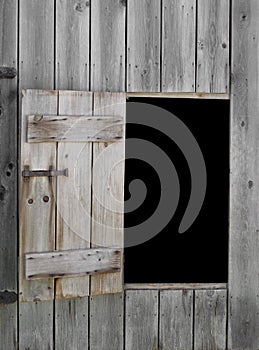Opening and door in old barn