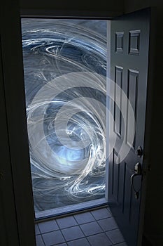 La apertura de la puerta a lo desconocido vórtice abstracto.