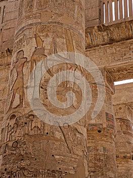 The opening hour at the Great Hypostyle Hall and clouds at the Temples of Karnak (ancient Thebes).