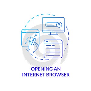 Opening internet browser blue gradient concept icon