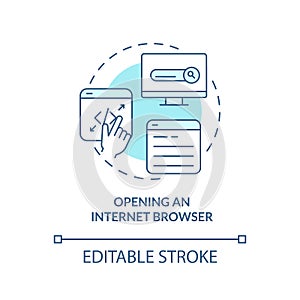 Opening internet browser turquoise concept icon