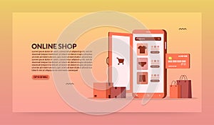 Opening mobile's door to access online shopping, mobile store and e-commerce concept