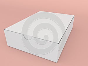 Opening paper box on a pink background.