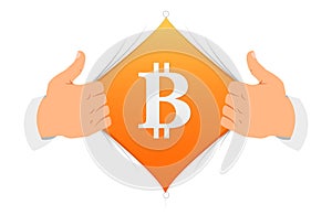 Opening shirt `bitcoin` vector illustration.