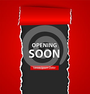 Opening soon background with paper sign