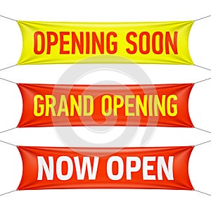 Opening Soon, Grand Opening and Now Open banners