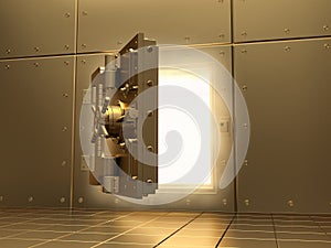 Opening vault and volume light. 3d.