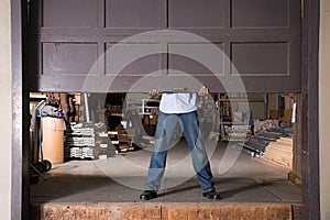 Opening warehouse door