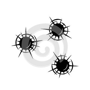 Openings from a bullet , illustration.