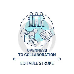 Openness to collaboration blue concept icon