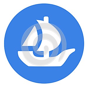 OpenSea logo symbol in circle internet platform NFT token market and auction.