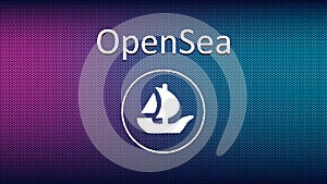 OpenSea text and logo internet platform NFT token market and auction.