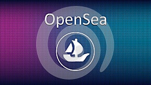 OpenSea text and logo internet platform NFT token market and auction. photo