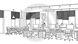Openspace. Linear sketch of the interior. photo