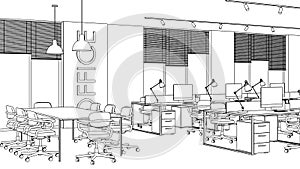 Openspace. Linear sketch of the interior. photo