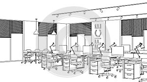 Openspace. Linear sketch of the interior. photo