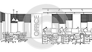 Openspace. Linear sketch of the interior. photo