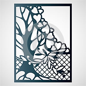 Openwork card with tree and hearts.