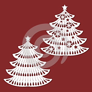 Openwork Christmas trees. Set of templates for laser cutting. Vector