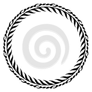 Openwork circle frame. Ornate leaf round border on white background. Classic style pattern. Vector illustration