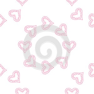 Openwork love vector. Seamless hearts pattern background Pink heart.