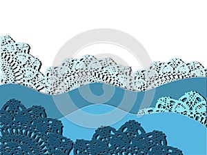 Openwork. paper cut illustration sea waves, foam, beach