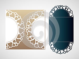 Openwork pattern of hearts. Vector Laser cutting template.