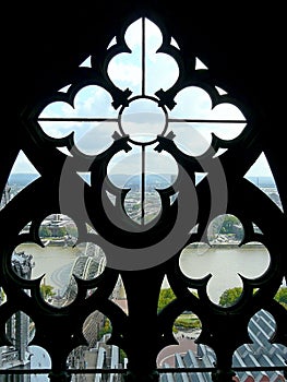 Openwork window of the tower of Cologne Cathedral, Germany
