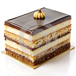 Opera Cake Isolated on White Background