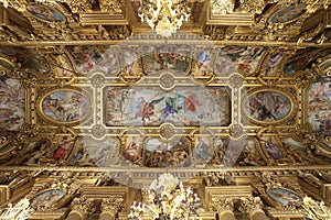 Opera Garnier golden ceiling in Paris France