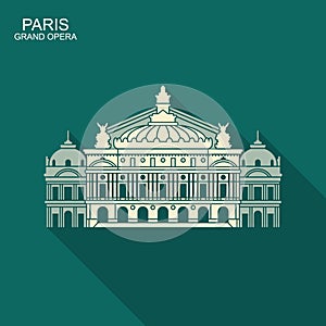 Opera Garnier Paris France. Flat vector icon with shadow