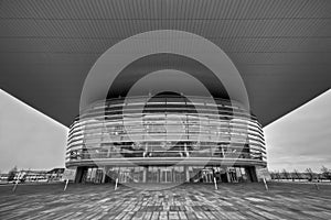 Opera house in Copenhagen in a wide-angle view