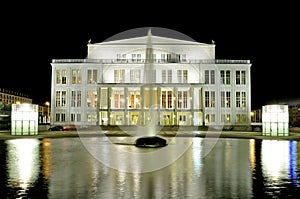 Opera house in leipzig at night