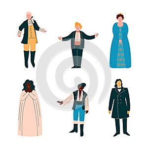 Opera Singer in Theatrical Garment Performing on Stage Vector Set