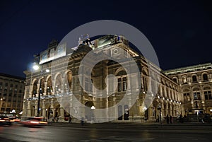 The opera of Vienna by night