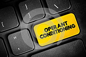 Operant Conditioning is a method of learning that uses rewards and punishment to modify behavior, text button on keyboard, concept