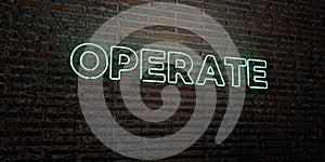OPERATE -Realistic Neon Sign on Brick Wall background - 3D rendered royalty free stock image