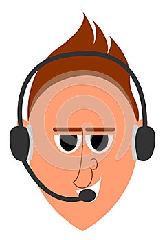 Operater with headset, illustration, vector