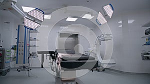 Operating block with advanced equipment in hospital or medical facility