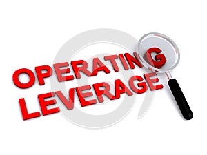 Operating leverage with magnifying glass on white