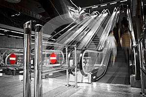 Operating a modern escalator at a station