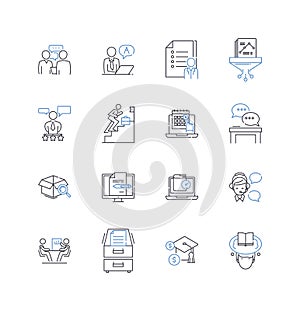 Operating plan line icons collection. Strategy, Execution, Tactics, Management, Budgeting, Forecasting, Objectives
