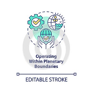 Operating within planetary boundaries concept icon