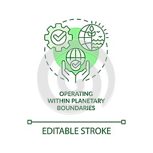 Operating within planetary boundaries green concept icon