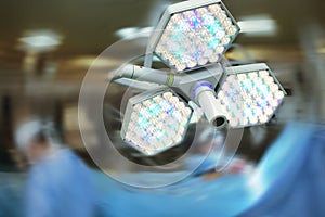 Operating room light on the blurred background