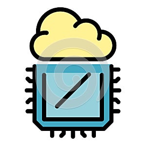 Operating system cloud processor icon color outline vector