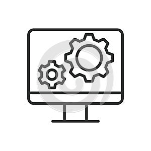 Operating System, icon in line design. Operating system, OS, software, platform, computer, technology, system on white