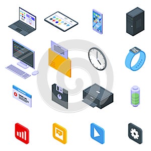 Operating system icons set, isometric style