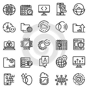 Operating system icons set, outline style